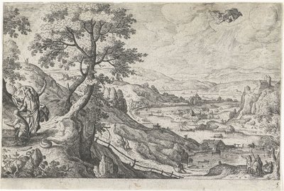 Offer van Isaak (Landschappen met mythologische en bijbelse voorstellingen) door Anonymous