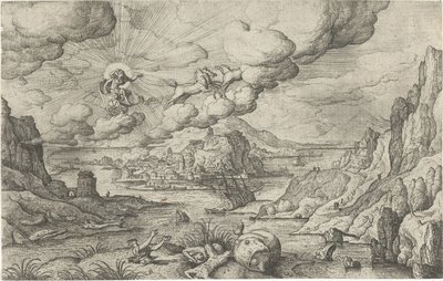 Phaëthon rijdt in de zonnewagen (Landschappen met mythologische en bijbelse voorstellingen) door Anonymous