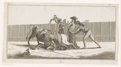 Picador van zijn paard gevallen door Anonymous