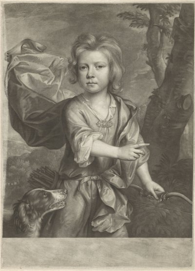 Portret van een wijzende jongen met boog en pijlenkoker door Anonymous