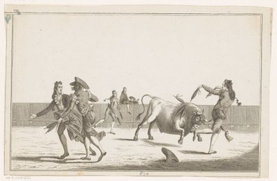 Stier wordt uitgedaagd met banderillas (Verzameling van de belangrijkste manoeuvres bij het stierenvechten) door Anonymous