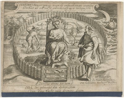 Titelpagina van het pamflet: Maechts antwoort tegen, op, en aen, de aenspraeck van een courtisaen, 1617 door Anonymous