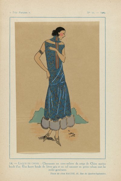 Très Parisien, 1923, No 11: 14. - LAQUE DE CHINE. - Charmante est cette toilette... door Anonymous