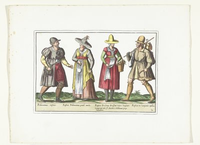 Twee boeren en twee boerinnen gekleed volgens de Italiaanse mode, ca. 1580 door Anonymous