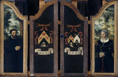 Twee vleugels van een drieluik met de portretten van Julien de Brouckere en zijn vrouw Elisabeth Canneel door Anonymous
