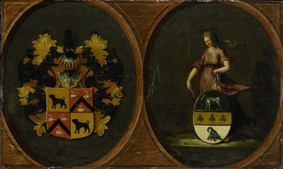 Wapenbord met de wapens van het echtpaar Pieter Courten en Hortensia del Prado, 1625 door Anonymous