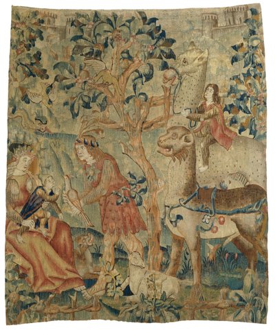 Wildemannen en dieren in een landschap (fragment) door Anonymous