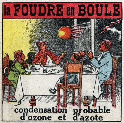 Atmosferische Elektriciteit: Bolbliksem. Anonieme illustratie van 1925. Privécollectie. door Anonymous Anonymous