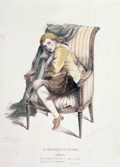 Cherubino personage in Le nozze di Figaro, opera door Mozart (1837) door Anonymous Anonymous