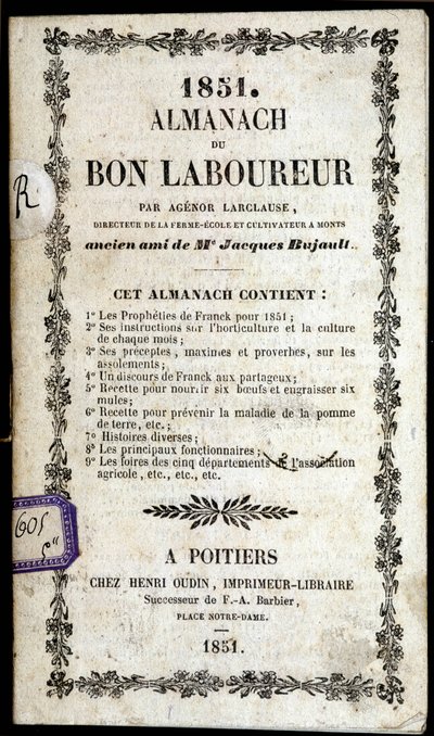 Omslag van de Almanach du Bon Ploureur, door Agenor Larclause, Poitiers door Anonymous Anonymous