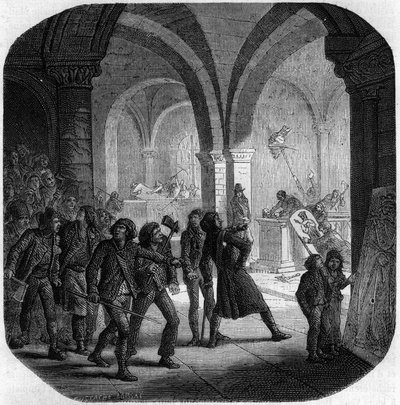 Vernietiging van de koninklijke graven van de Franse monarchie in de kerk van Saint-Denis door Anonymous Anonymous