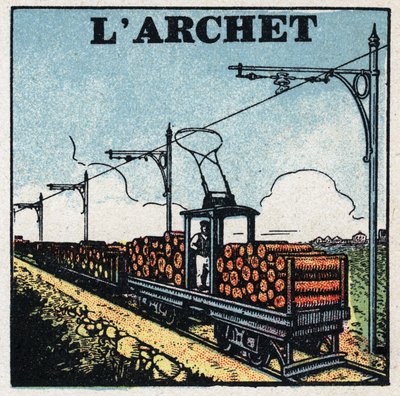 Elektrische trams: de boog. Anonieme illustratie uit 1925. Privécollectie. door Anonymous Anonymous