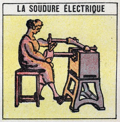 Elektrische gereedschappen: elektrisch lassen. Anonieme illustratie uit 1925. Privécollectie. door Anonymous Anonymous