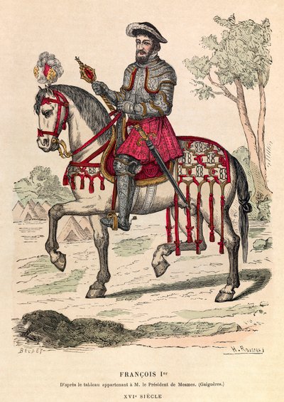 Ruiterportret van koning Frans I (1494 - 1547) - privécollectie door Anonymous Anonymous