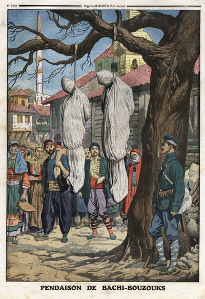 Eerste Balkanoorlog: ophanging van Bachibuzuk, huurlingen van het Ottomaanse leger door Anonymous Anonymous