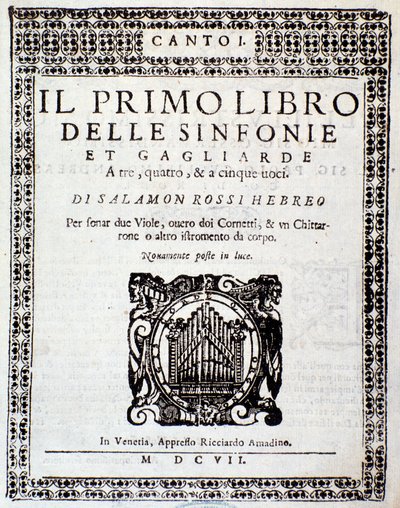 Frontispice van Primo libro di sinfonie e gagliarde door Salomone Rossi door Anonymous Anonymous