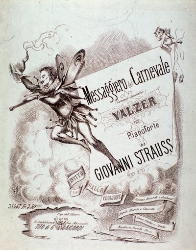 Frontispice van de partituur van Carnevals-Botschafter (op 270) door Johann Strauss door Anonymous Anonymous