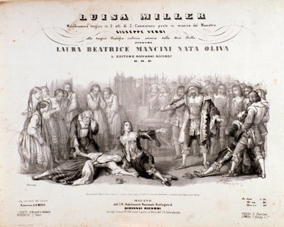Frontispice van de partituur van Luisa Miller, opera van Giuseppe Verdi door Anonymous Anonymous