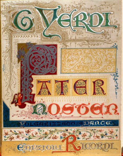 Frontispice van de partituur van Pater noster door Giuseppe Verdi door Anonymous Anonymous