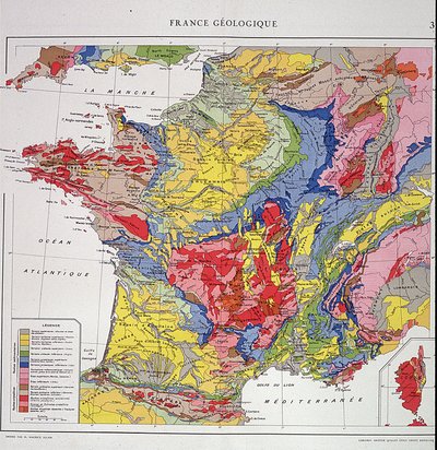 Geografische kaart: Geologisch Frankrijk - Atlas van de jaren 1950. door Anonymous Anonymous