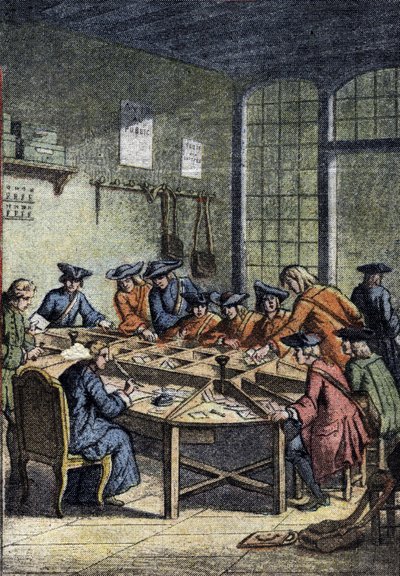Geschiedenis van de Post: een sorteerzaal onder het bewind van Lodewijk XV door Anonymous Anonymous