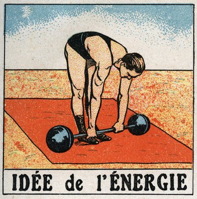 Idee van energie: atleet die een gewicht heft door Anonymous Anonymous