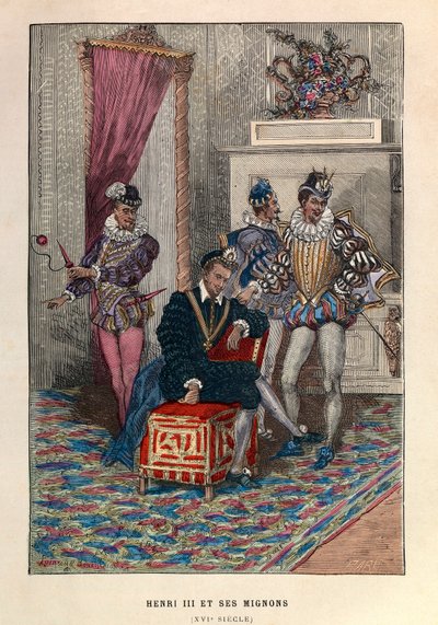 Koning Hendrik III (1551 - 1589) en zijn Mignon - Koning Hendrik III van Frankrijk en zijn favorieten door Anonymous Anonymous