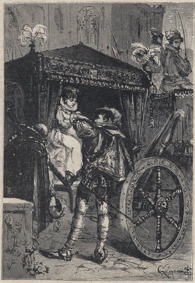 Lucrezia Borgia met haar eerste echtgenoot Giovanni Sforza d