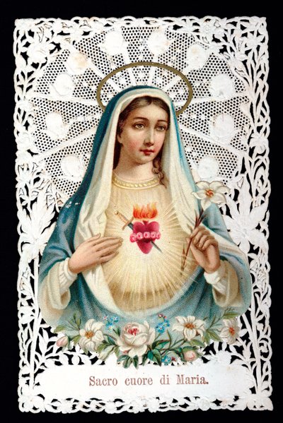Mater dolorosa Heilig hart. Vrome afbeelding. Chromolithografie met découpage en dentel. Begin 20e eeuw Privécollectie door Anonymous Anonymous