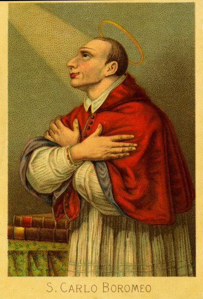 Vrome afbeelding: Charles Borromeo kardinaal aartsbisschop van Milaan (chromolithografie) door Anonymous Anonymous
