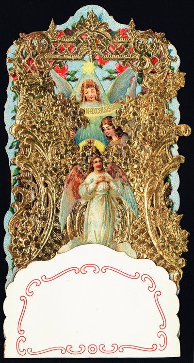 Vrome afbeelding: Eer aan God. Gekartelde en vergulde kaart. Chromolithografie. Privécollectie door Anonymous Anonymous
