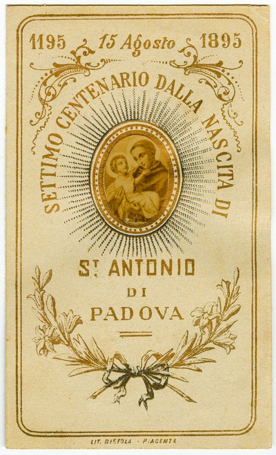 Vrome afbeelding: Heilige afbeelding ter viering van de verjaardag van Sint Antonius van Padua door Anonymous Anonymous