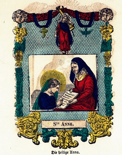 Vrome afbeelding: Sint Anna. Gravure uit de 19e eeuw door Anonymous Anonymous