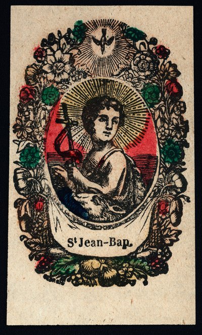 Vrome afbeelding: Sint Johannes de Doper. Gravure uit de 19e eeuw Privécollectie door Anonymous Anonymous