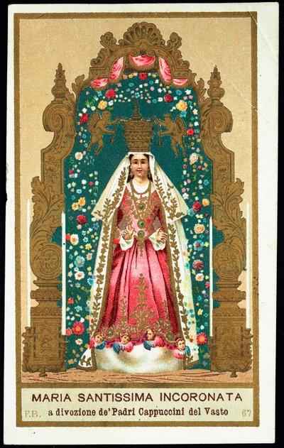 Vrome afbeelding: De Allerheiligste Maagd gekroond. Chromolithografie. door Anonymous Anonymous