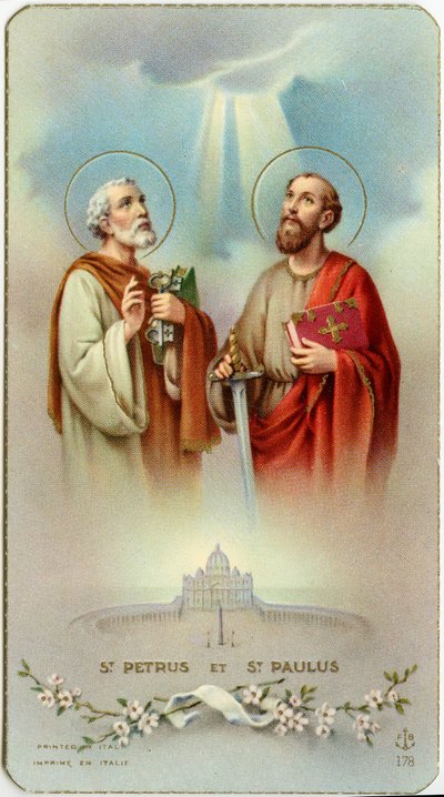 Vrome afbeelding: De apostelen Petrus en Paulus (chromolithografie) door Anonymous Anonymous