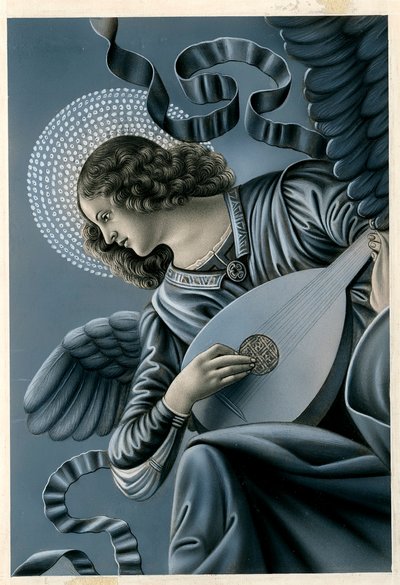 Vrome afbeelding: een muzikale engel naar de fresco van Melozzo da Forli (prent) door Anonymous Anonymous