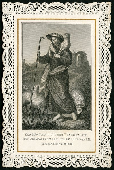 Vrome afbeelding: de Goede Herder (gravure) door Anonymous Anonymous