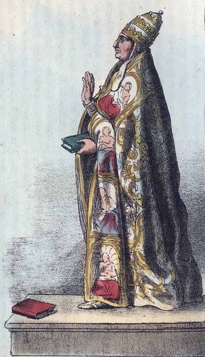 Paus Bonifatius VIII (1235-1303) - Bonifatius VIII (Bonifacius of Bonifacio) (1294-1303) - gravure uit 