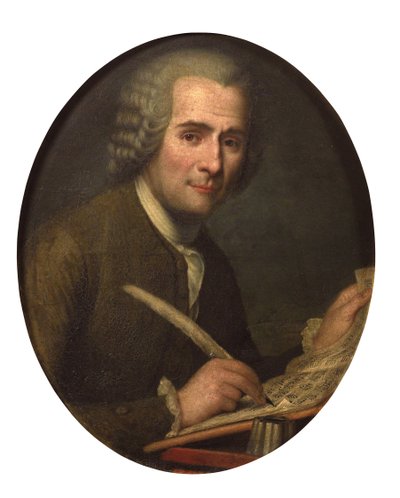 Portret van Jean-Jacques Rousseau die een muziekstuk schrijft door Anonymous Anonymous