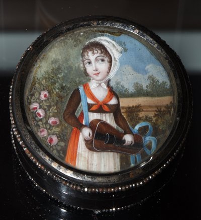 Portret van een meisje met draailier, Anoniem, ca. 1800. Privécollectie door Anonymous Anonymous