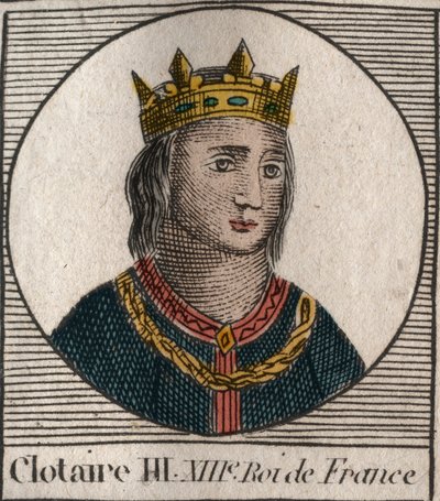 Portret van Clothaire III (652-673), koning van Neustrië en Bourgondië (gravure uit 