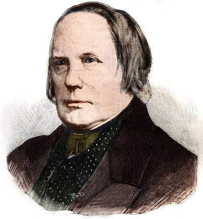 Portret van Edgar Quinet (1803-1875) Franse schrijver en historicus. Gravure in 