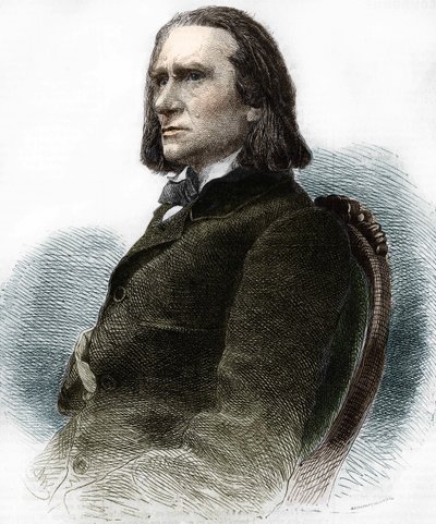 Portret van Franz Liszt, Hongaarse pianist en componist (1811-1886). door Anonymous Anonymous