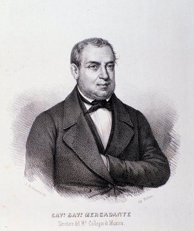 Portret van Giuseppe Saverio Mercadante (lithografie) door Anonymous Anonymous