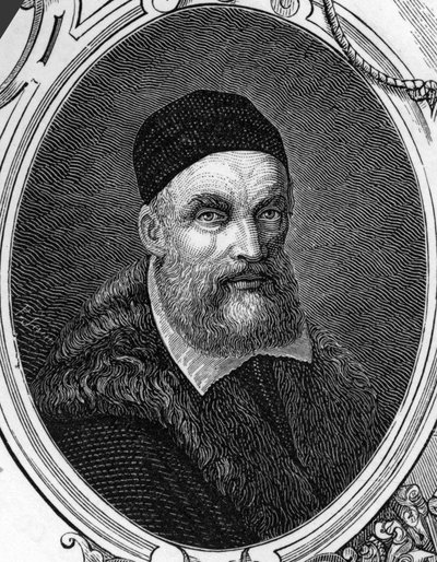 Portret van Jacopo of Giacomo Bassano (1518-1592) Italiaanse schilder. Gravure uit 1859 in 