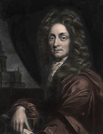 Portret van Sir Christopher Wren, Engelse architect (1632-1723) door Anonymous Anonymous