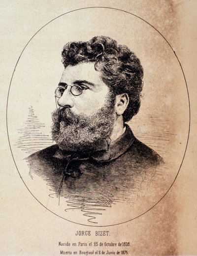 Portret van Engelse componist Georges Bizet (Tekening naar foto) door Anonymous Anonymous