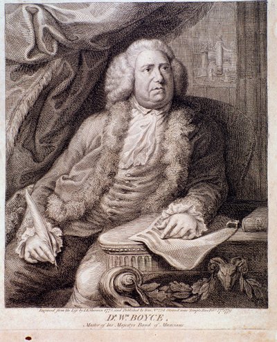 Portret van Engelse componist William Boyce (gravure. 18e eeuw) door Anonymous Anonymous