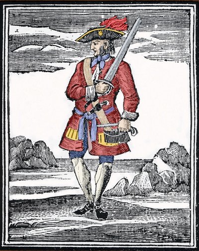 Portret van de piraat Jack Rackham, ook wel bekend als Calico Jack. Gravure. door Anonymous Anonymous